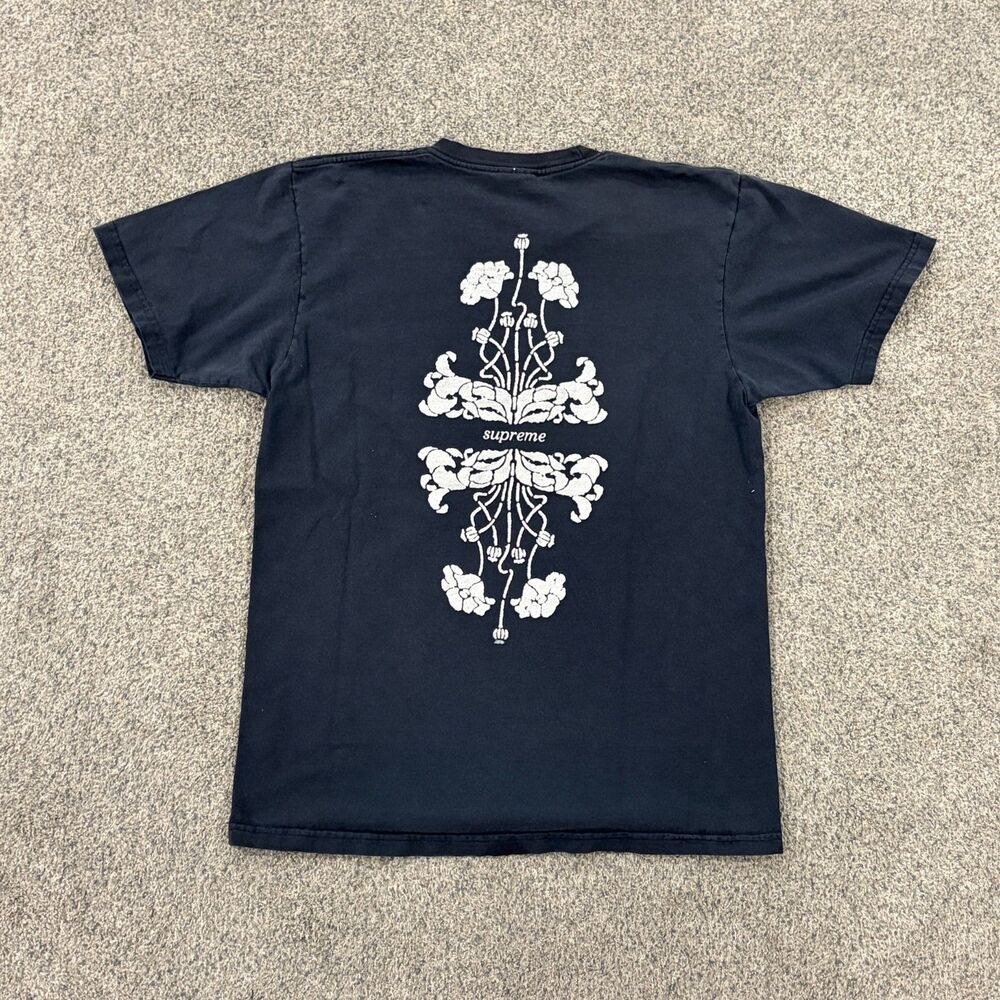 Vintage 00s Supreme FW15 Floral Tee T-Shirt Men's Size Medium Streetwear Black